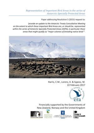 Representation of Important Bird Areas in the Series of Antarctic Specially Protected Areas