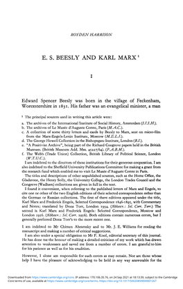 E. S. Beesly Karl Marx