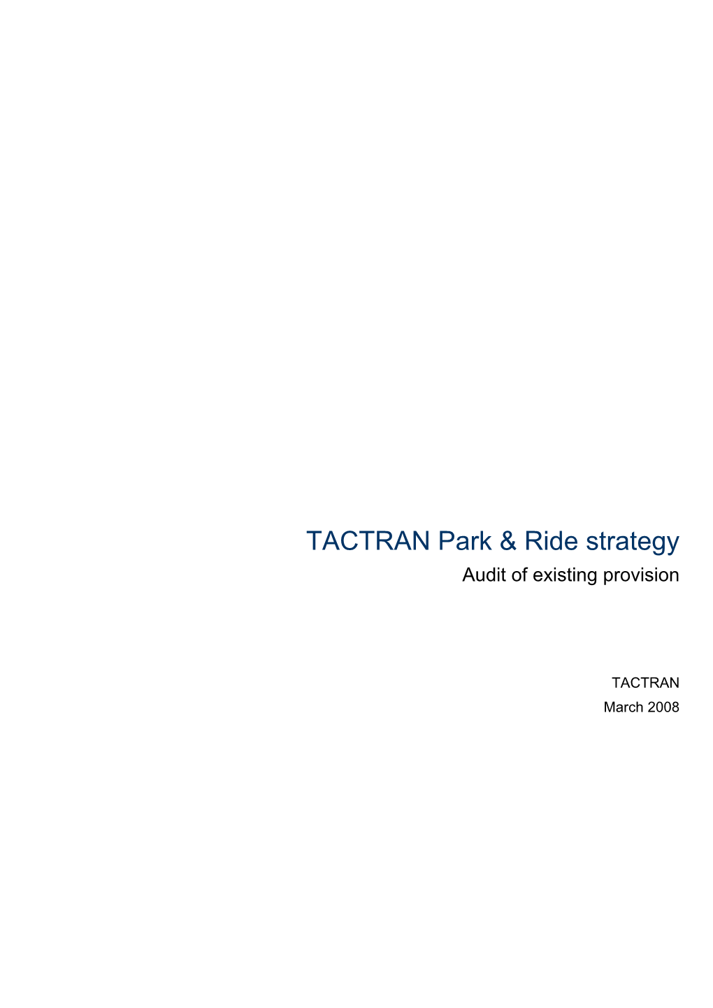 TACTRAN Park & Ride Strategy