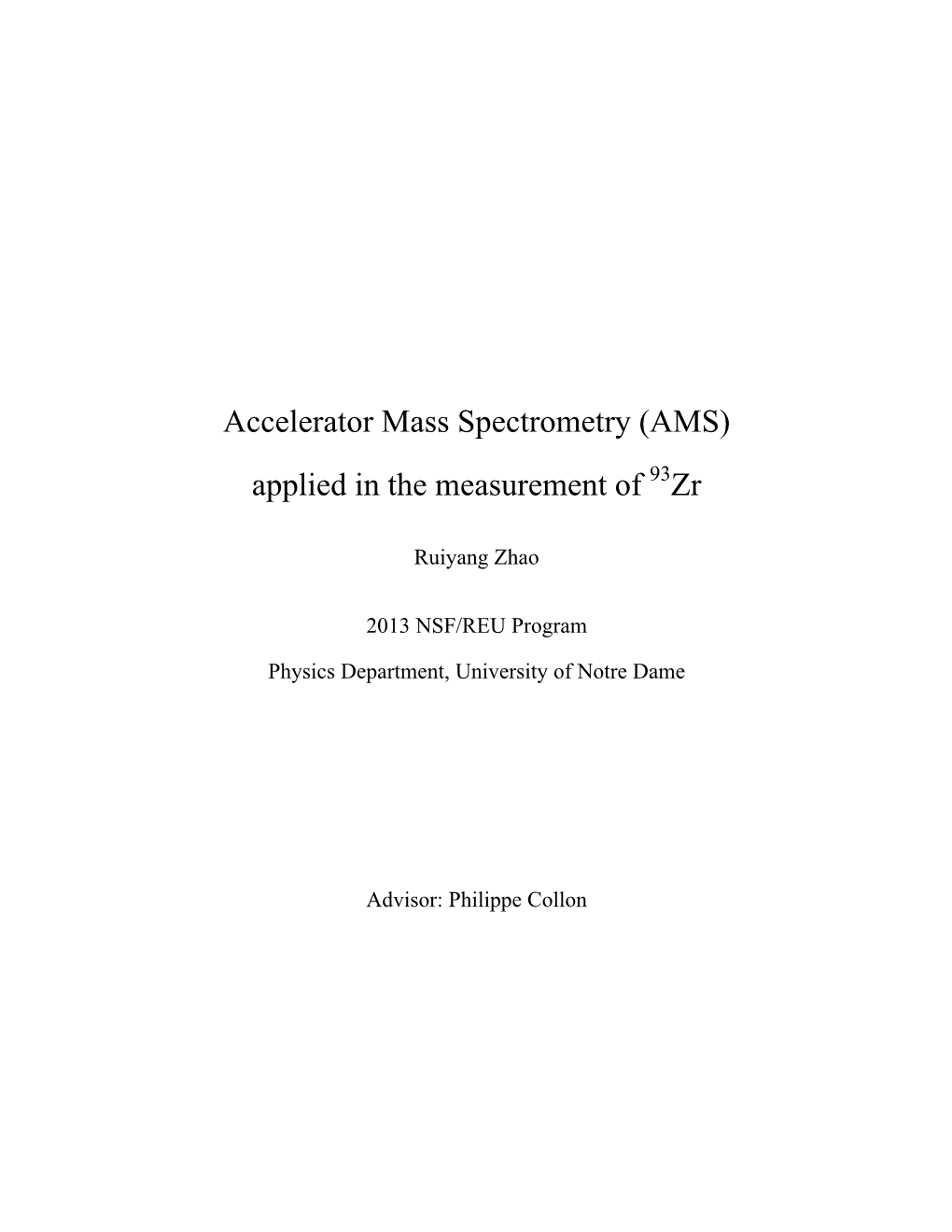 Accelerator Mass Spectrometry (AMS) Applied in the Measurement of 93Zr