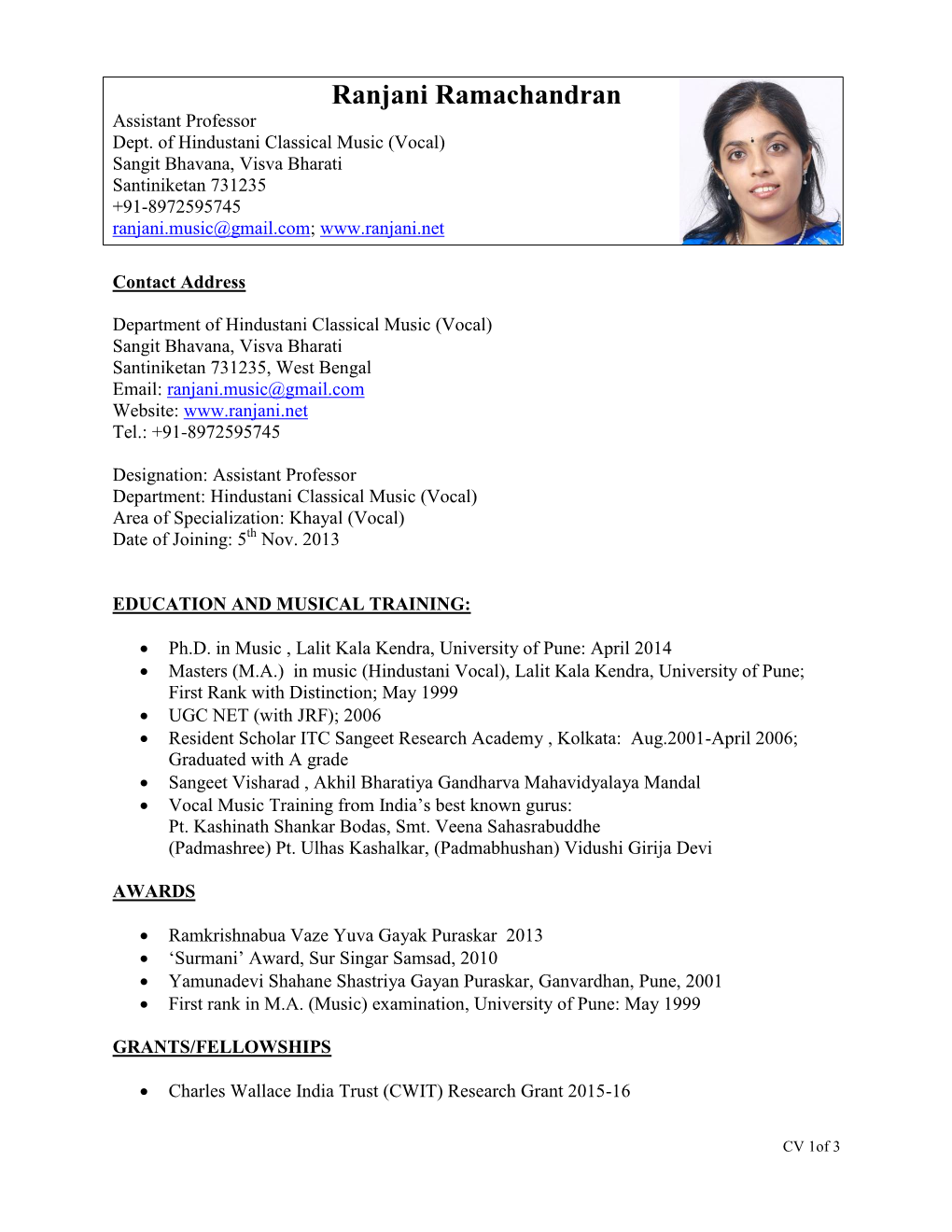 Ranjani Ramachandran Assistant Professor Dept