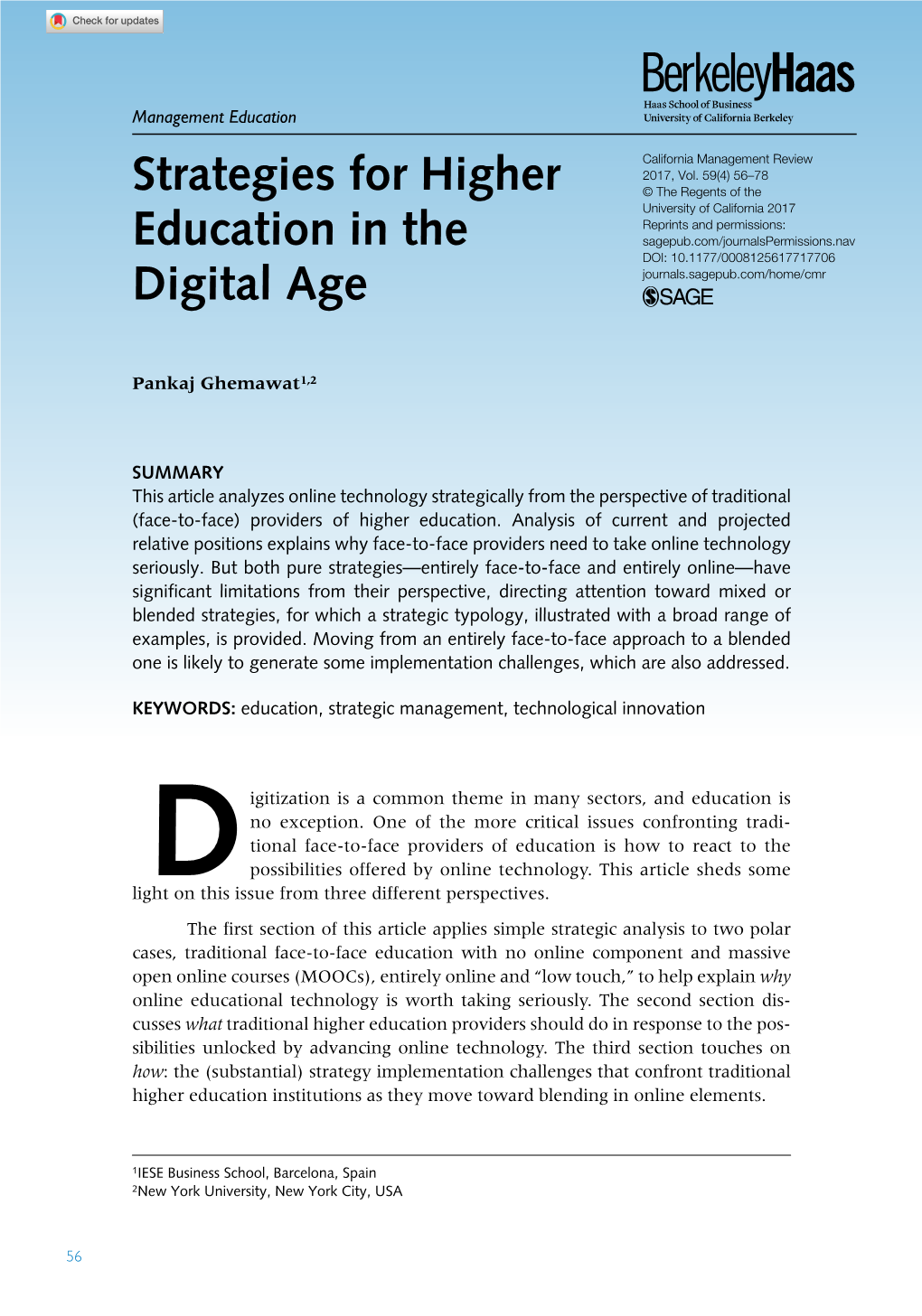 Strategies for Higher Education in the Digital Age 57