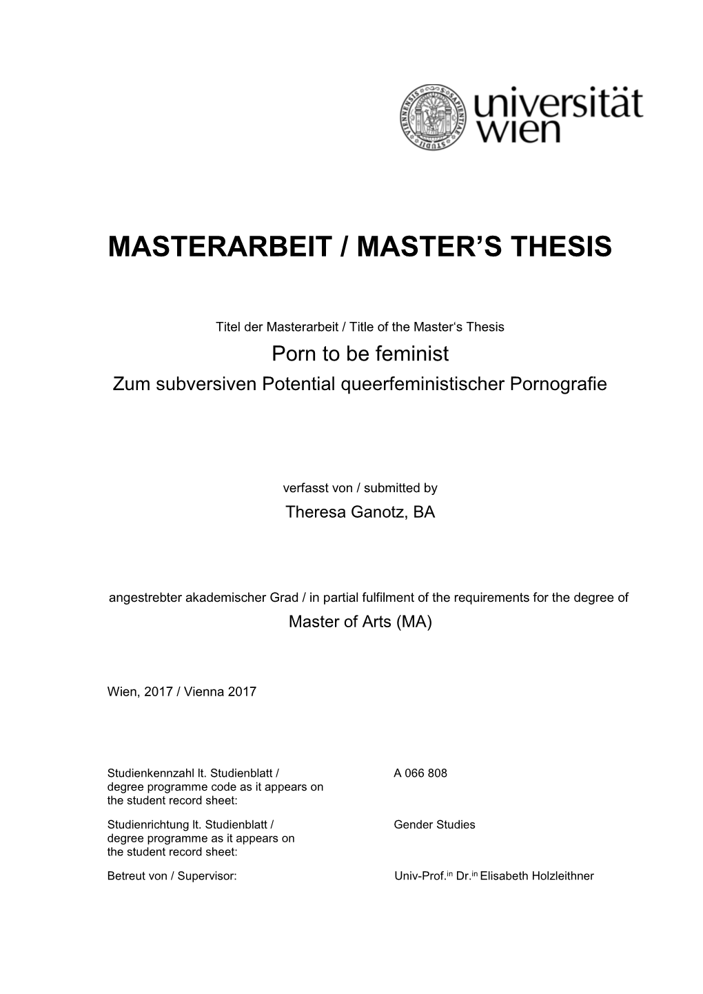 Masterarbeit / Master's Thesis