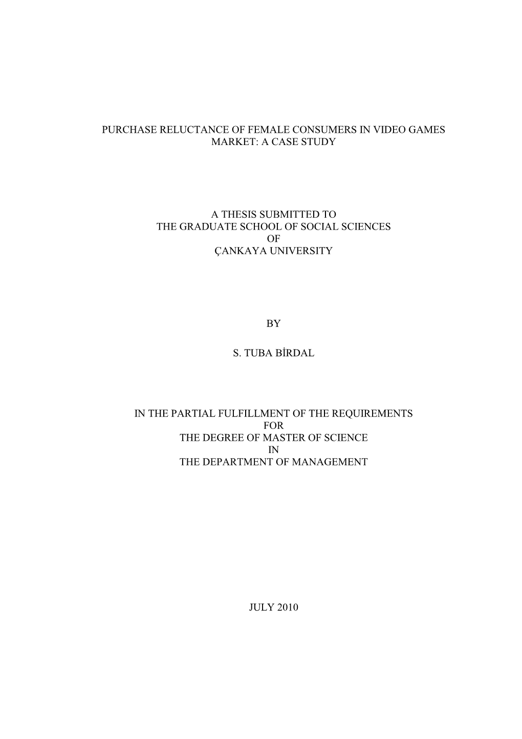 Purchase Reluctance of Female Consumers in Video Games Market: a Case Study