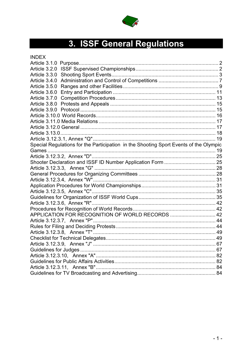 3. ISSF General Regulations