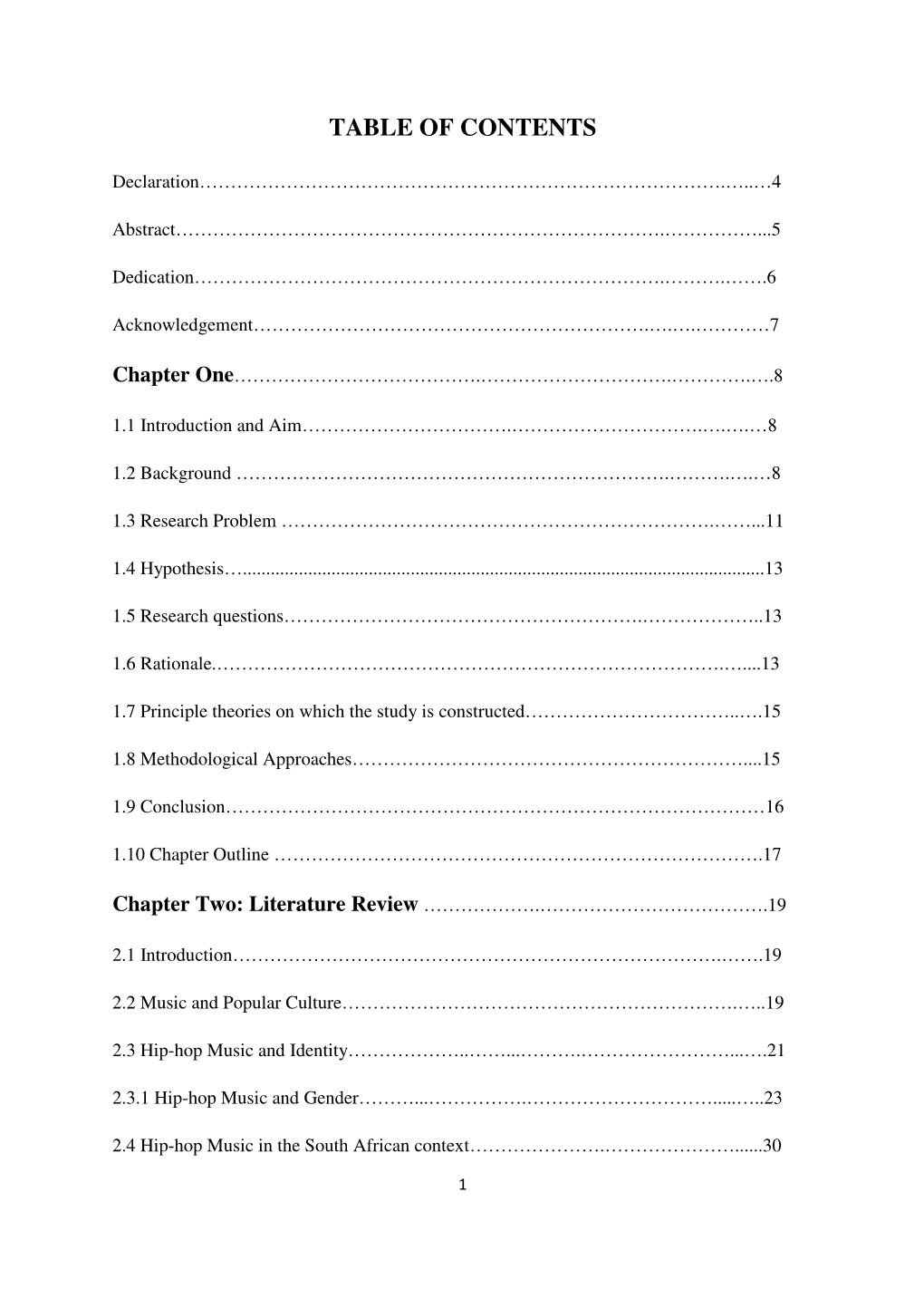 Table of Contents