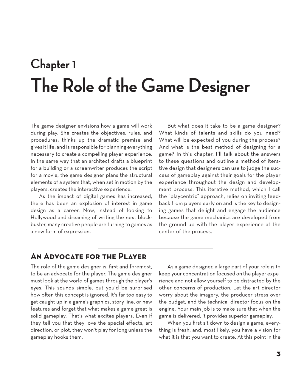 The Role of the Game Designer