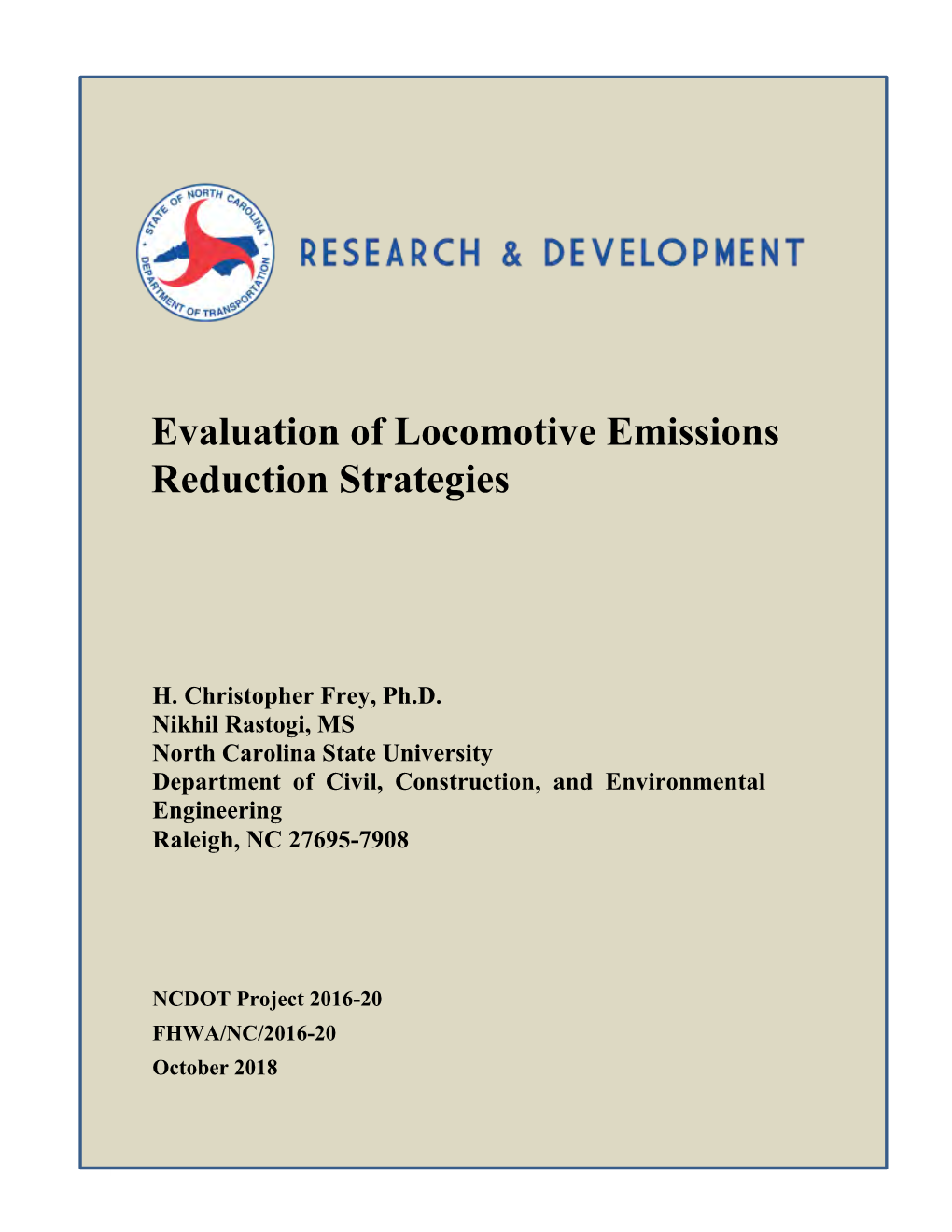 Evaluation of Locomotive Emissions Reduction Strategies