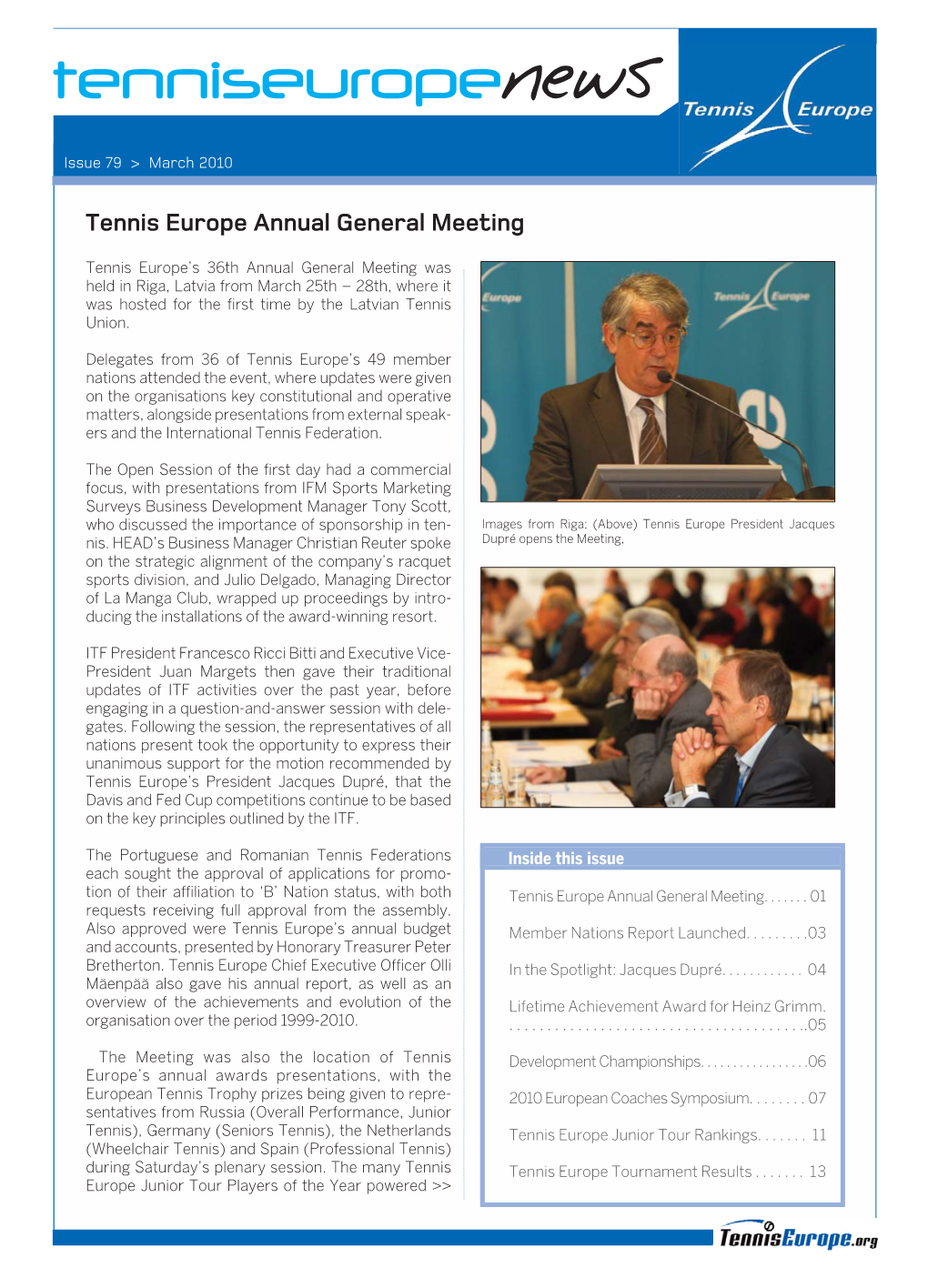 Newsletter 79 Tennis Europe.Qxd