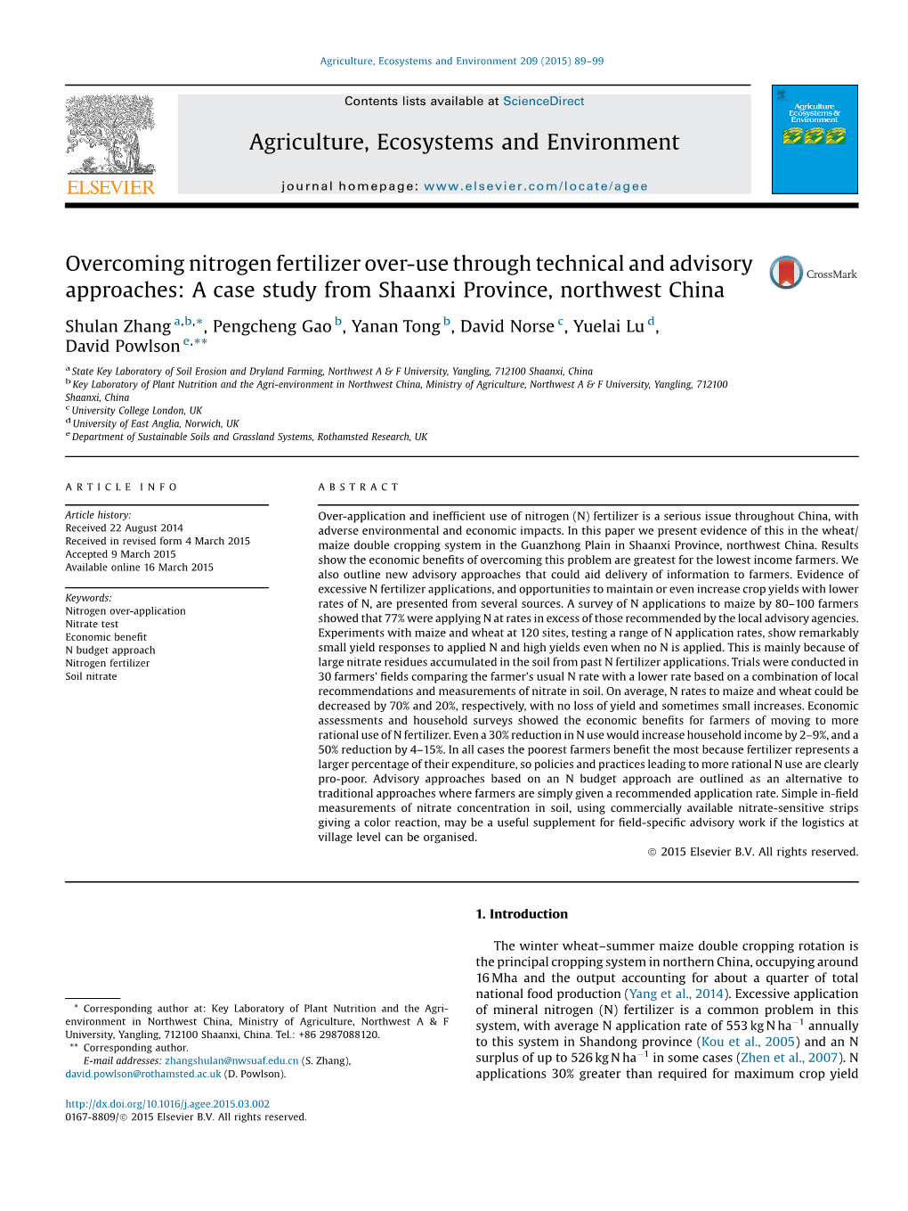 Overcoming Nitrogen Fertilizer Over-Use Through Technical and Advisory