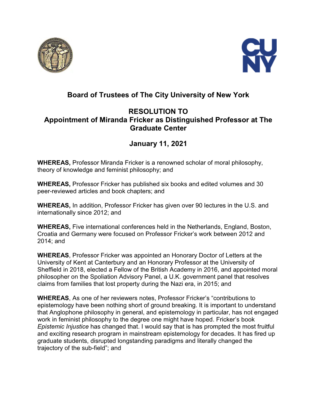 Board of Trustees of the City University of New York