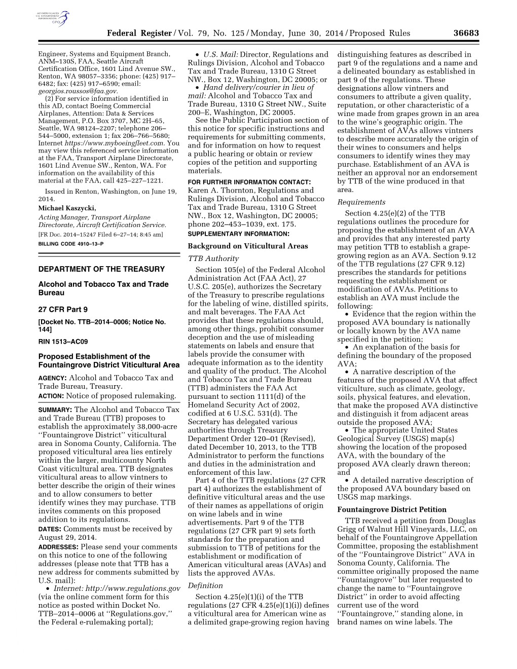 Federal Register/Vol. 79, No. 125/Monday, June 30, 2014/Proposed Rules