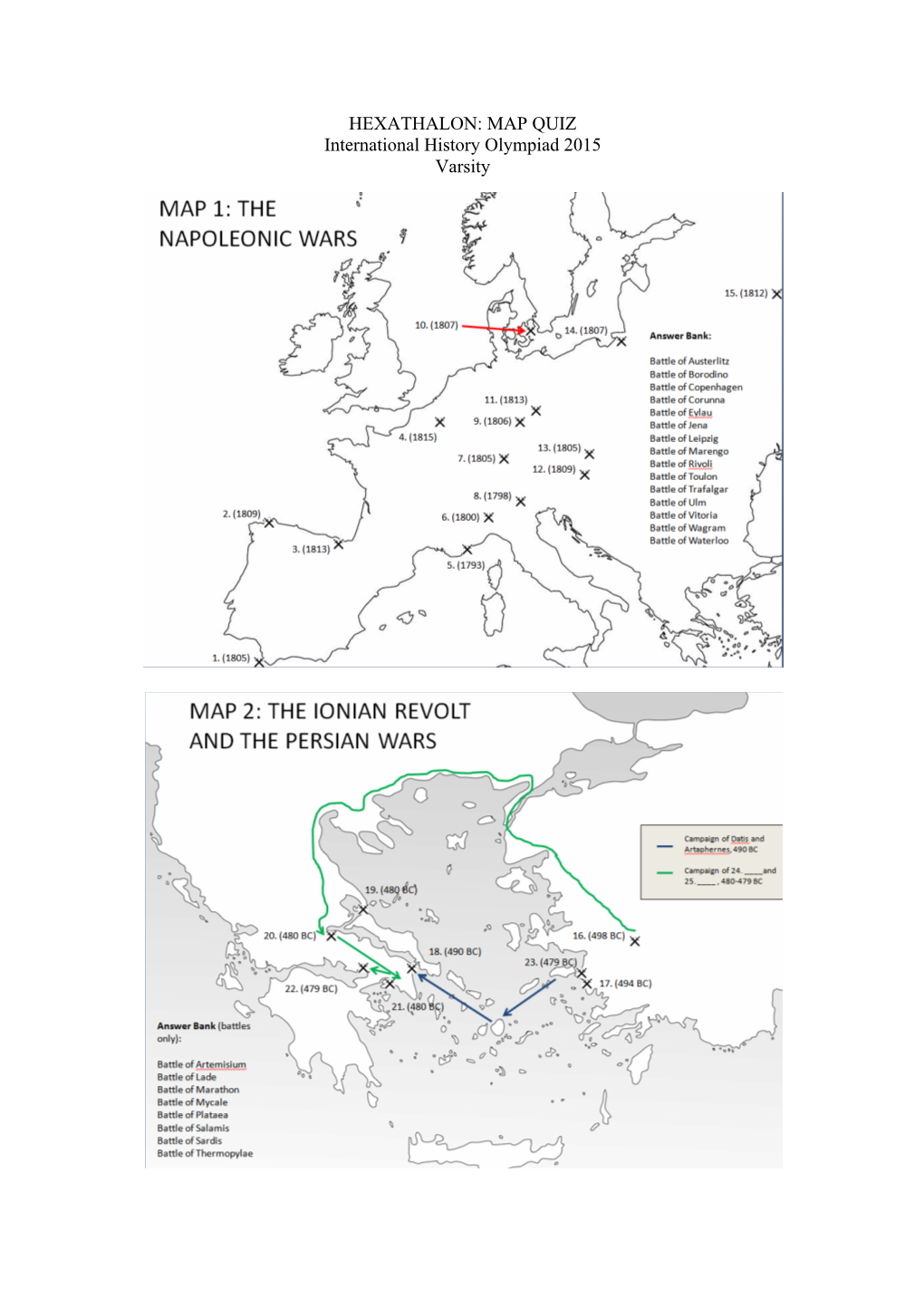 2015 Intl. History Olympiad Hexathlon