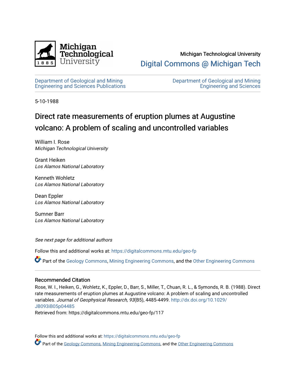 Direct Rate Measurements of Eruption Plumes at Augustine Volcano: a Problem of Scaling and Uncontrolled Variables