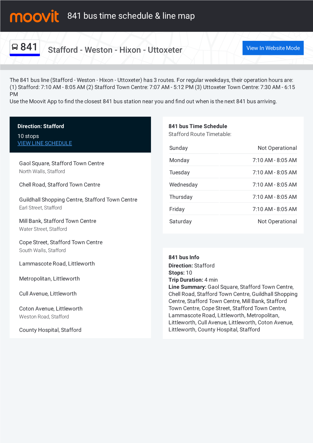 841 Bus Time Schedule & Line Route