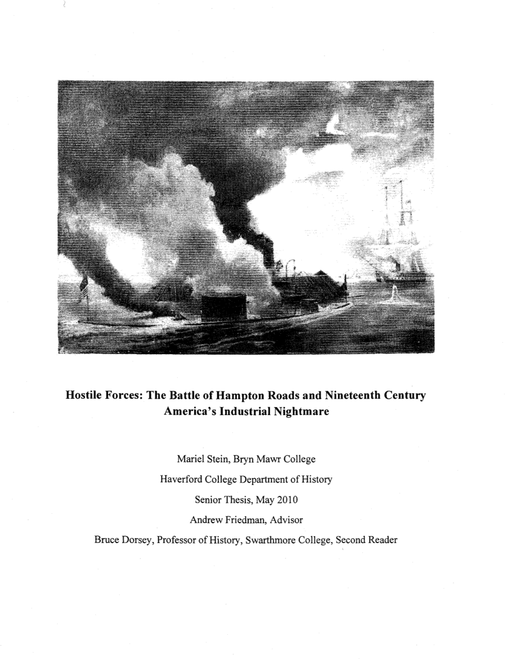 The Battle of Hampton Roads and Nineteenth Century America's Industrial Nightmare