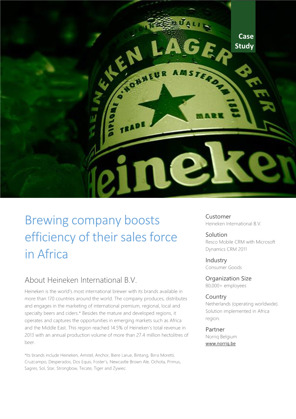Brewing Company Boosts Efficiency of Their Sales Force in Africa