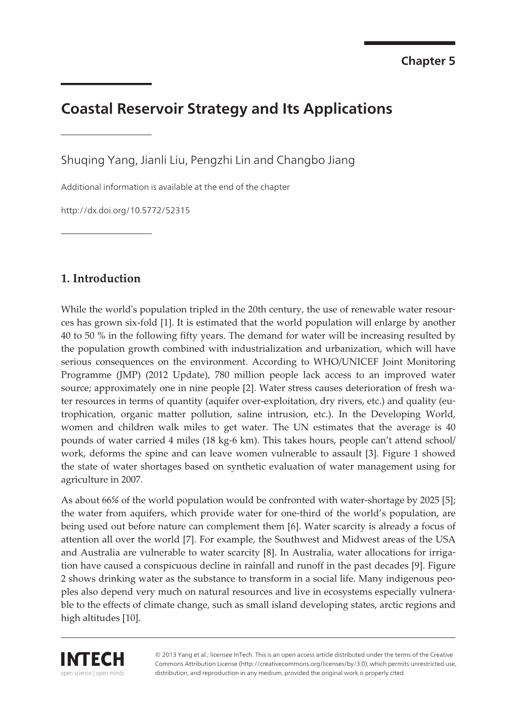 Coastal Reservoir Strategy and Its Applications