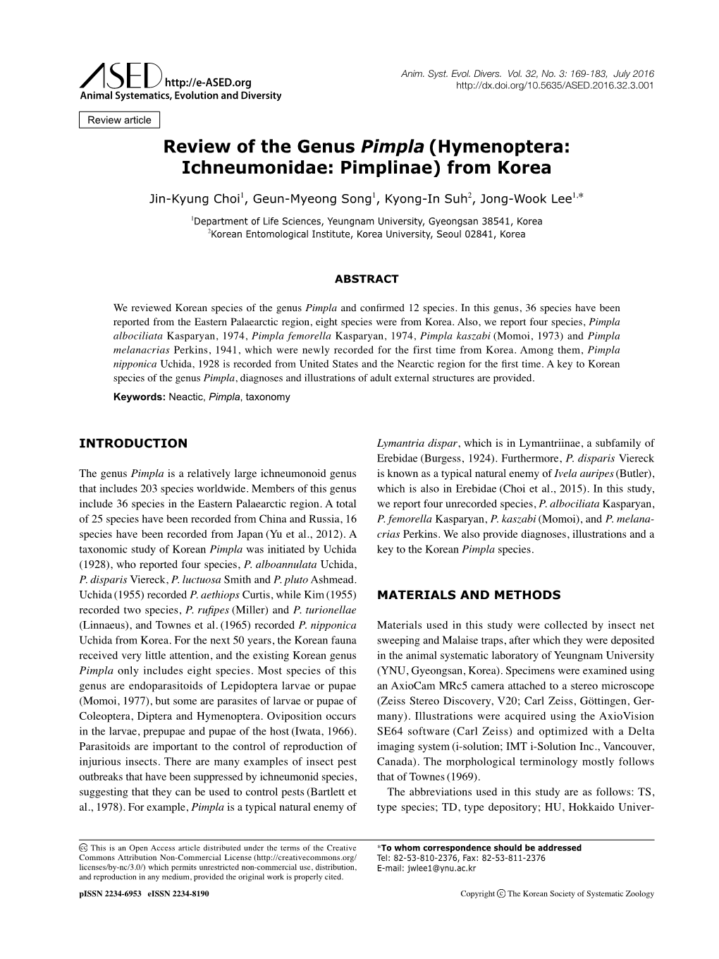 Hymenoptera: Ichneumonidae: Pimplinae) from Korea