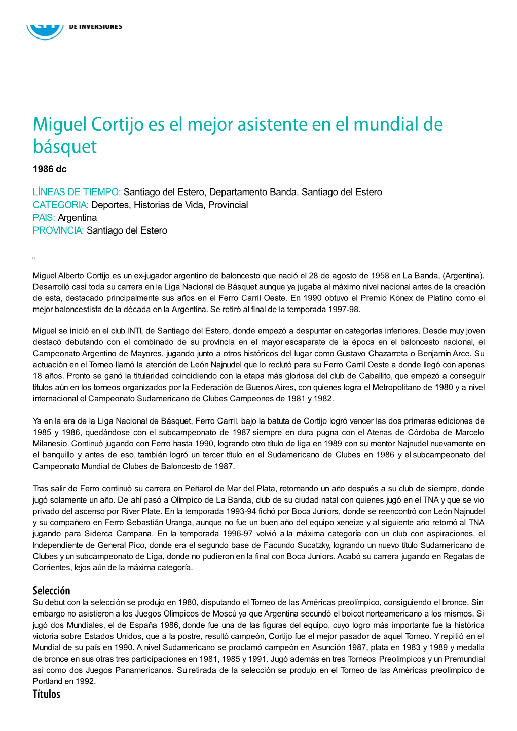 Miguel Cortijo Es El Mejor Asistente En El Mundial De Básquet 1986 Dc