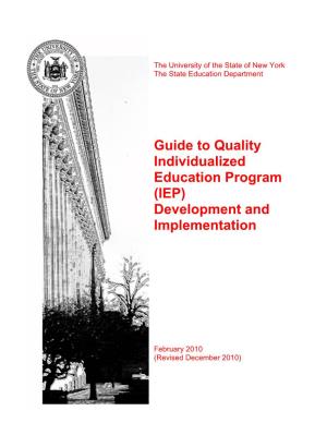 Guide to Quality Individualized Education Program (IEP) Development and Implementation