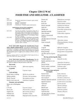 Wac Food Fish and Shellfish—Classified