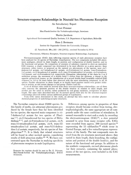 Structure-Response Relationships in Noctuid Sex Pheromone Reception