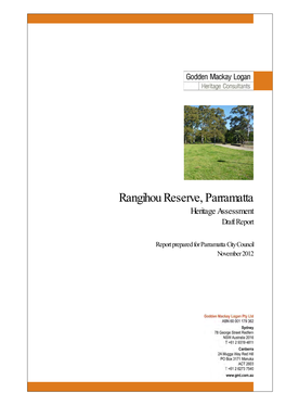 Rangihou Reserve, Parramatta Heritage Assessment Draft Report