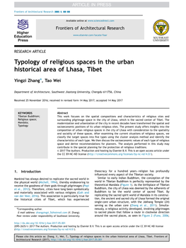 Typology of Religious Spaces in the Urban Historical Area of Lhasa, Tibet