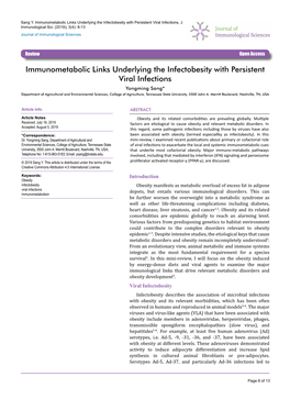 Immunometabolic Links Underlying the Infectobesity with Persistent Viral Infections