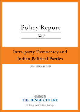 Intra-Party Democracy and Indian Political Parties