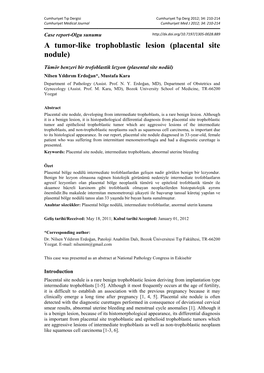 A Tumor-Like Trophoblastic Lesion (Placental Site Nodule)