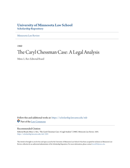 The Caryl Chessman Case: a Legal Analysis