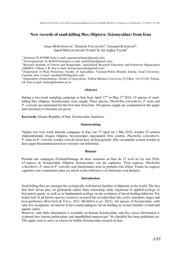 New Records of Snail-Killing Flies (Diptera: Sciomyzidae) from Iran