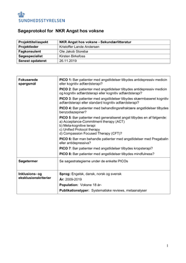 Søgeprotokol for NKR Angst Hos Voksne
