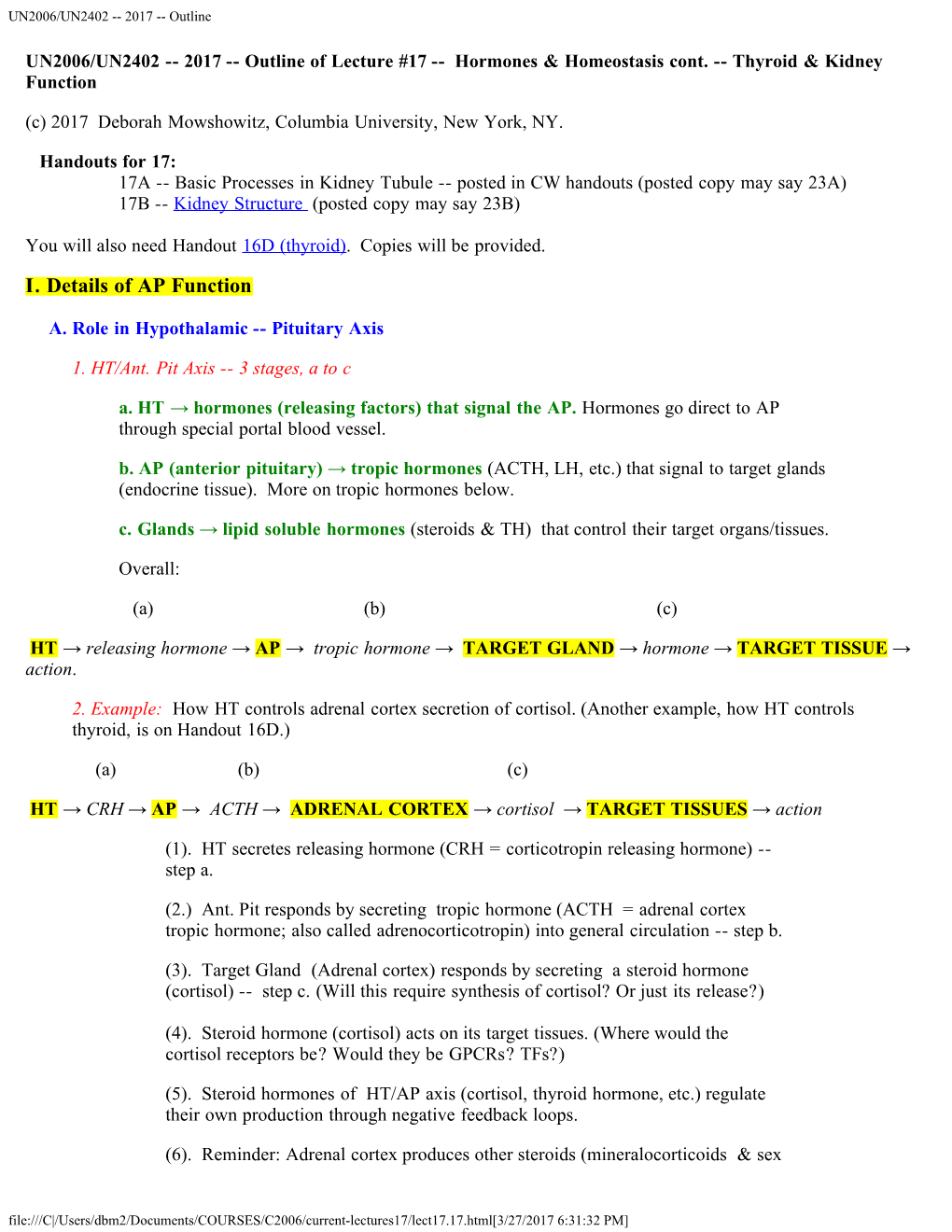 UN2006/UN2402 -- 2017 -- Outline