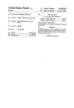 United States Patent [191 [11] Patent Number: 4,639,533 Finnan [45] Date of Patent: Jan