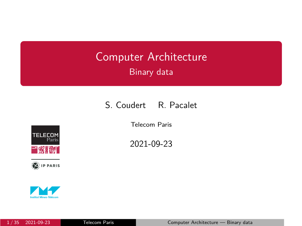 Computer Architecture Binary Data