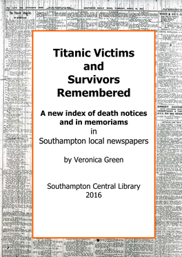 Titanic Victims and Survivors Remembered