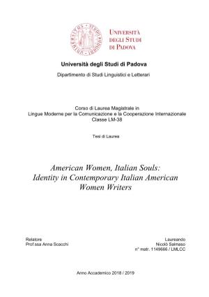 Identity in Contemporary Italian American Women Writers