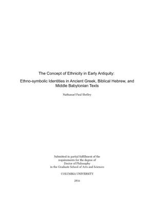 The Concept of Ethnicity in Early Antiquity by Nathanael Shelley