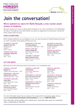 Join the Conversation! Wylfa for Plans Updated Our Newydd, Power a New Nuclear We’Ve