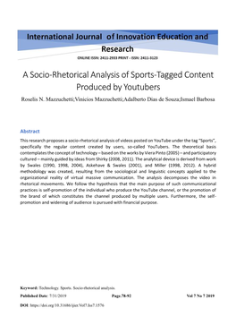 A Socio-Rhetorical Analysis of Sports-Tagged Content Produced by Youtubers