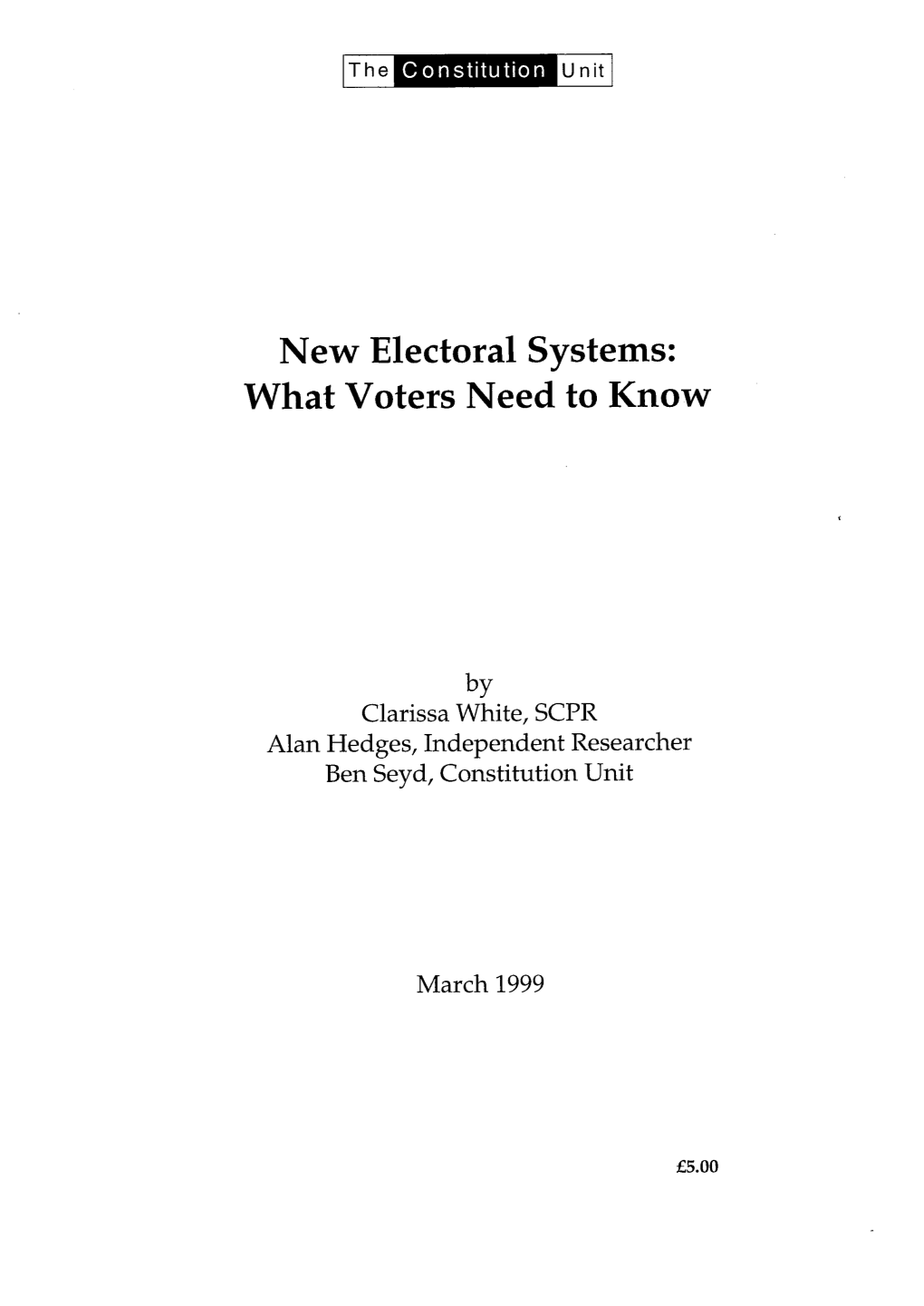 New Electoral Systems: What Voters Need to Know