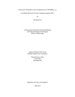 Expression, Purification, and Crystallization of CTB-MPR649-684