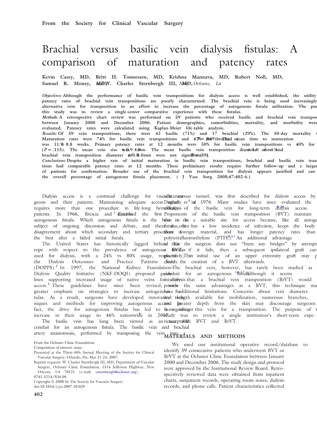 Brachial Versus Basilic Vein Dialysis Fistulas: a Comparison of Maturation and Patency Rates