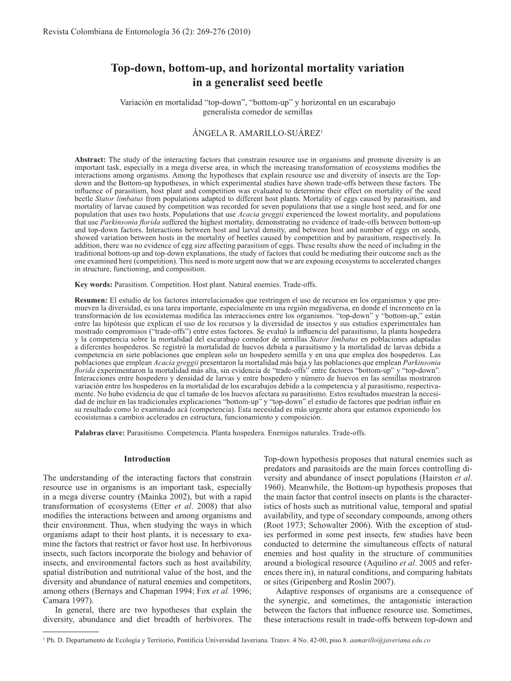 Top-Down, Bottom-Up, and Horizontal Mortality Variation in a Generalist Seed Beetle