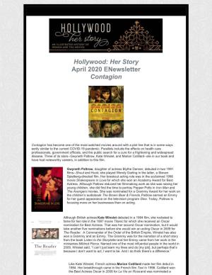 Hollywood: Her Story April 2020 Enewsletter Contagion