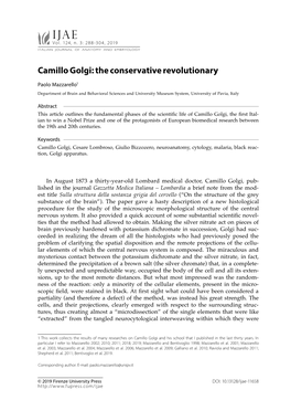 Camillo Golgi: the Conservative Revolutionary