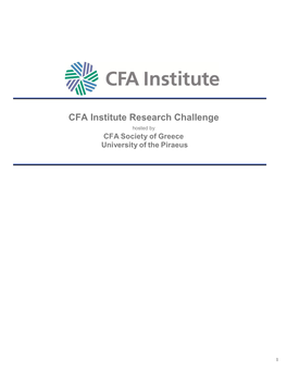 CFA Institute Research Challenge Hosted by CFA Society of Greece University of the Piraeus